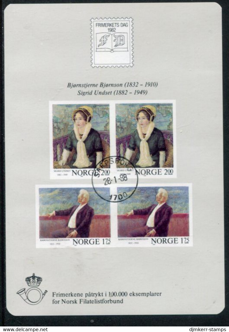 NORWAY 1982 Writers Imperforate Block Used.  Michel Block 4 - Oblitérés