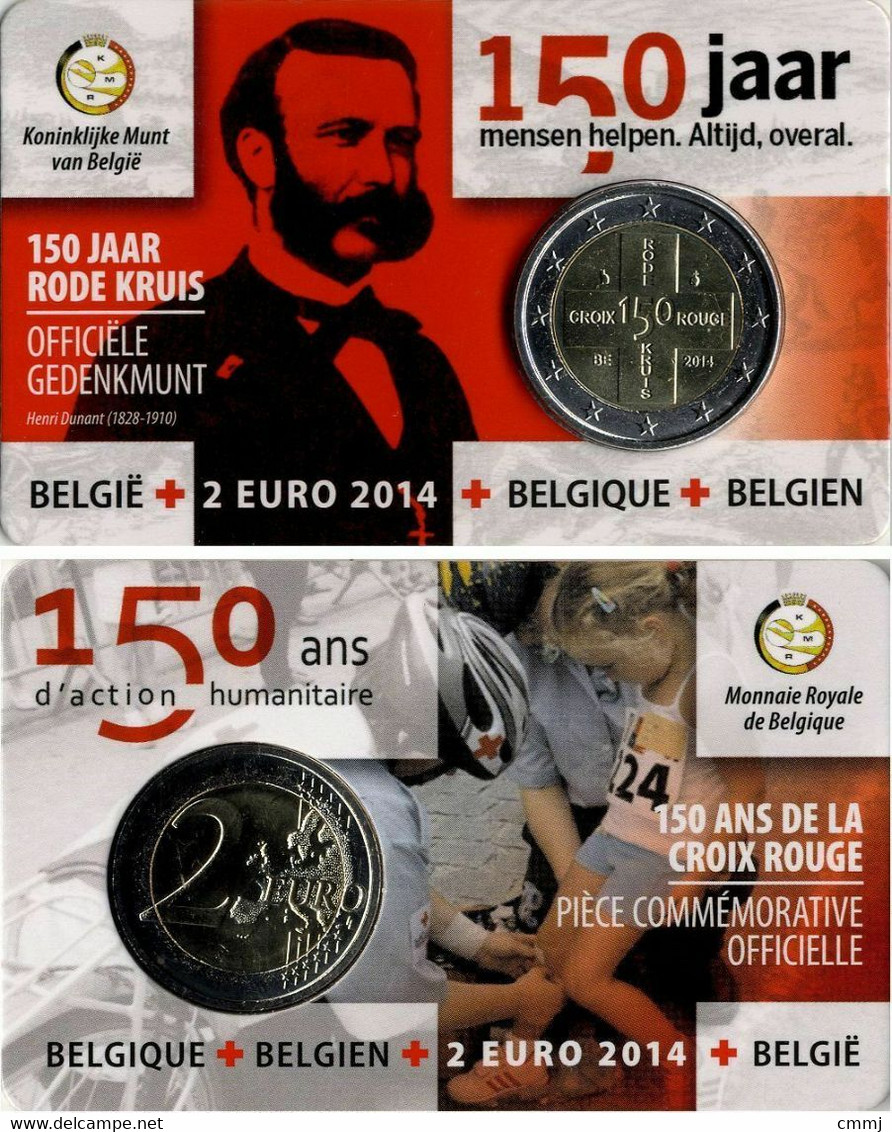 2 EURO COMMEMORATIVA BELGIO 2014 - 150° DELLA CROCE ROSSA IN BELGIO - COIN CARD - (VATZEL) - Altri & Non Classificati