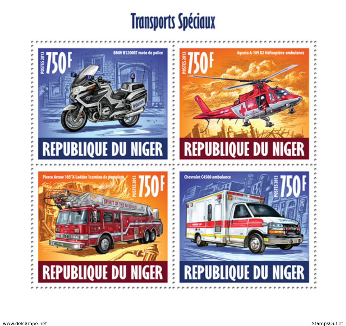 2013 NIGER MNH. SPECIAL TRANSPORT  |  Yvert&Tellier Code: 2078-2081  |  Michel Code: 2446-2449  |  Scott Code: 1288 - Niger (1960-...)