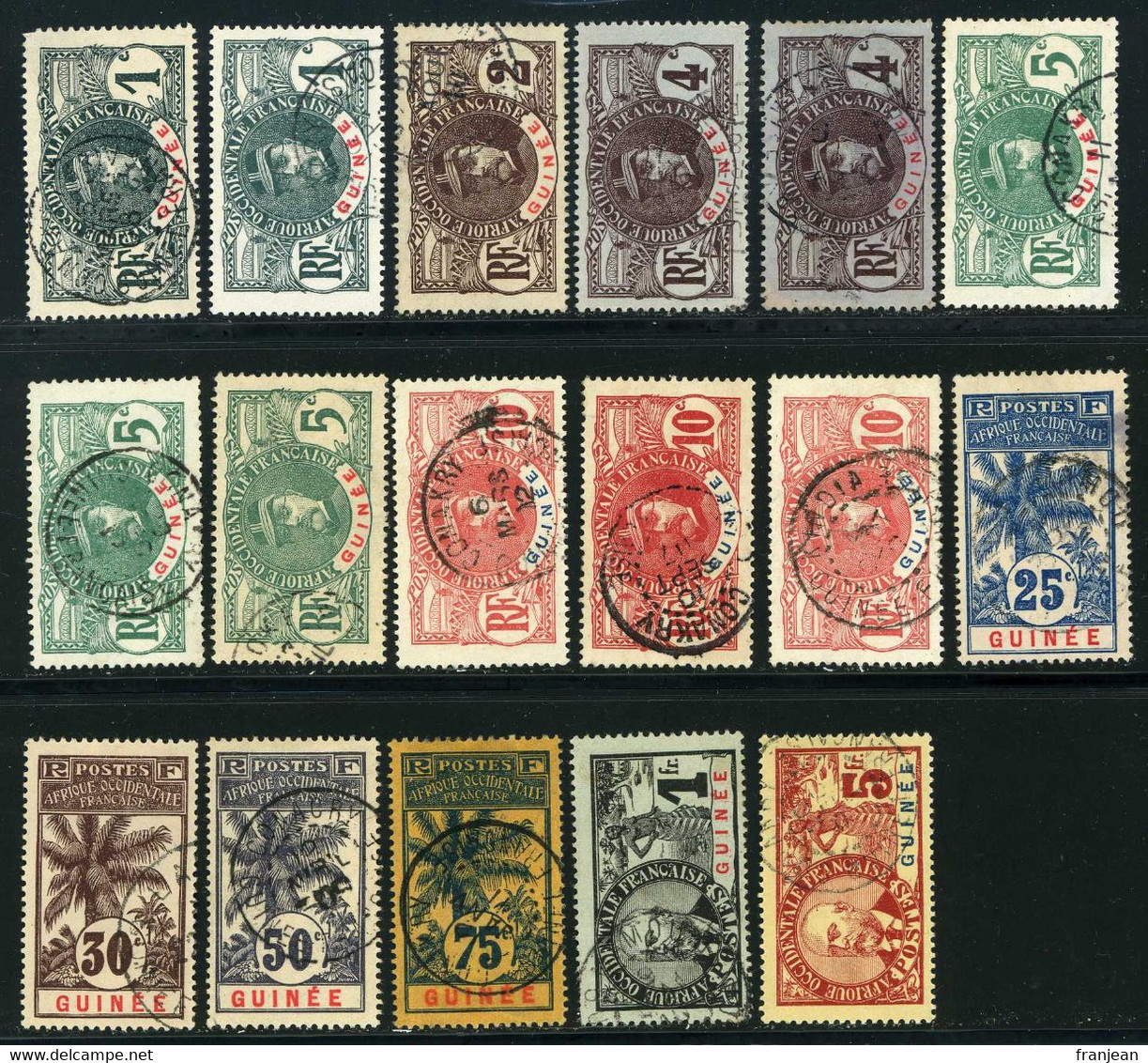 GUINEE Lot De 17 Timbres Faidherbe, Palmier Et Ballay Oblitérés Voir Détail Côte 150 Euros - Used Stamps