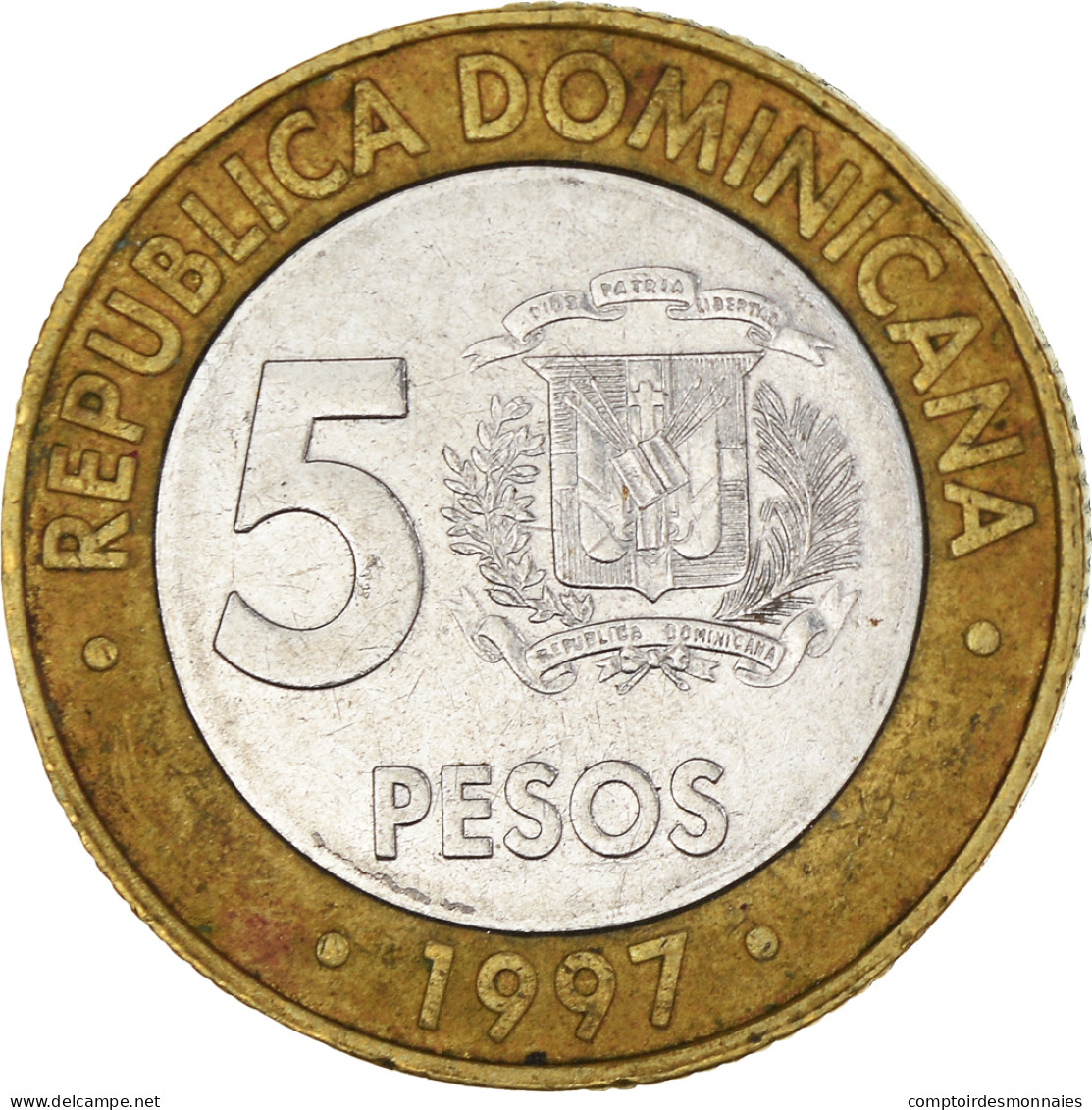 Monnaie, République Dominicaine, 5 Pesos, 1997 - Dominicaanse Republiek