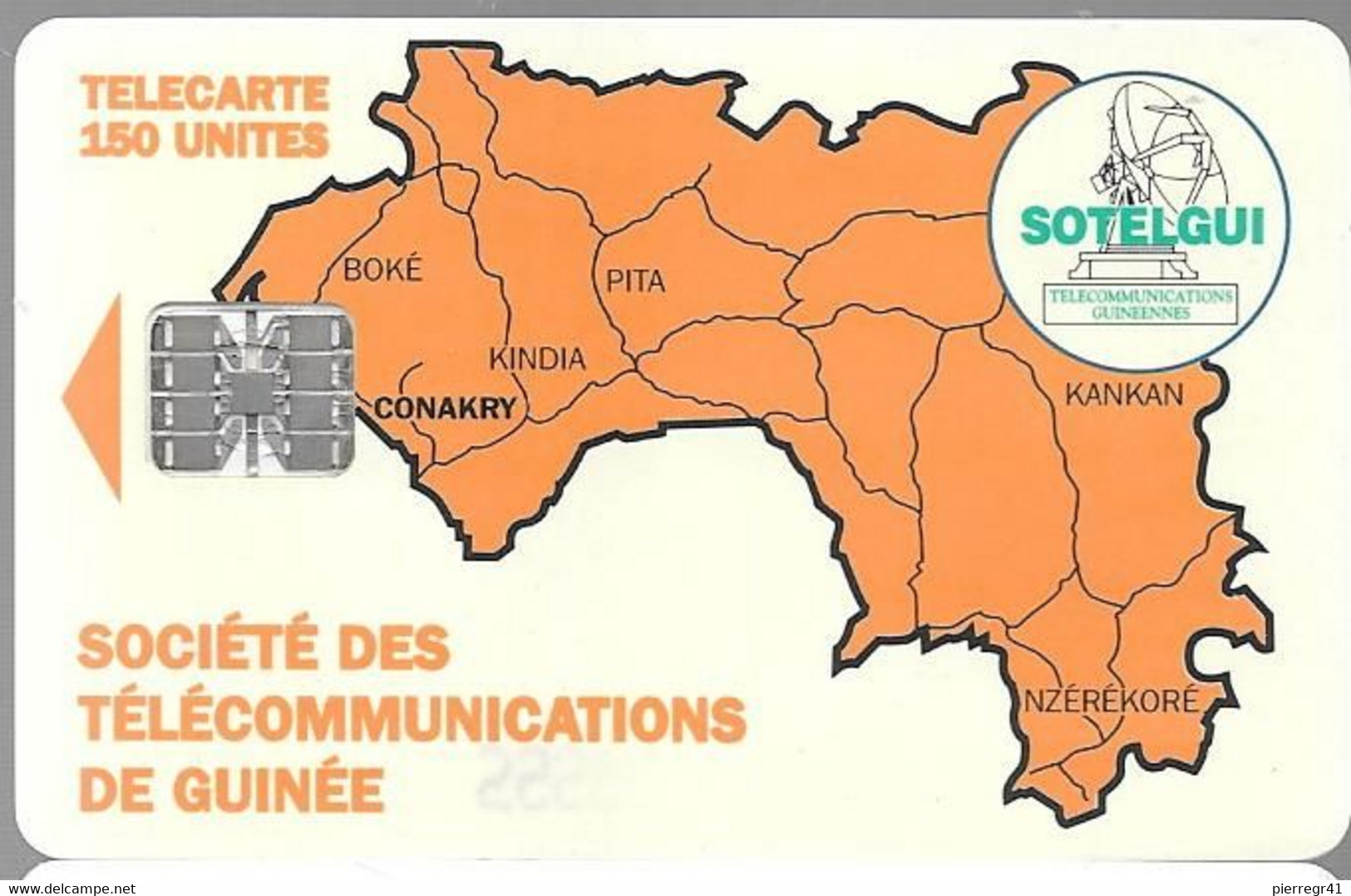 CARTE-PUCE-GUINEE-150U-SC7-CARTE De GUINEE-ORANGE-V°Texte Noir  N°C51148279-UTILISE-TBE-RARE - Guinée