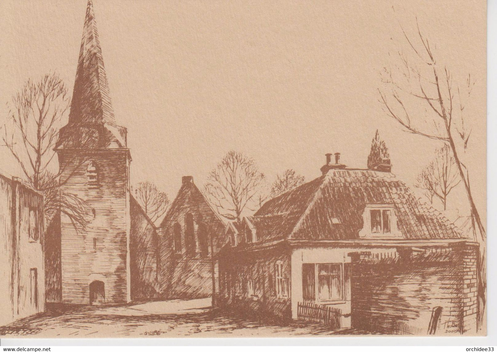 CPSM Doorn - Ned. Herv. Kerk (carte Dessinée) - Doorn