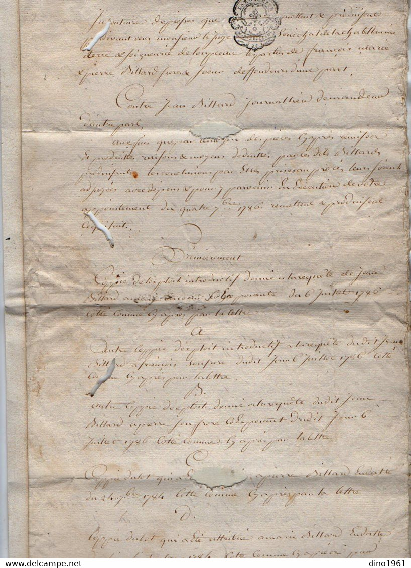VP19.298 - Cachet De Généralité De LA ROCHELLE -1787 -  Inventaire Des Papiers Famille BILLARD à LANDES - Gebührenstempel, Impoststempel