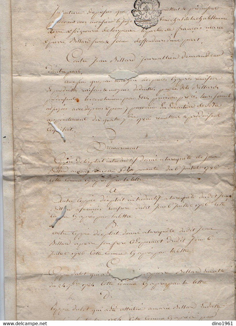 VP19.298 - Cachet De Généralité De LA ROCHELLE -1787 -  Inventaire Des Papiers Famille BILLARD à LANDES - Cachets Généralité