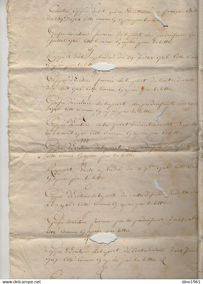 VP19.298 - Cachet De Généralité De LA ROCHELLE -1787 -  Inventaire Des Papiers Famille BILLARD à LANDES - Matasellos Generales