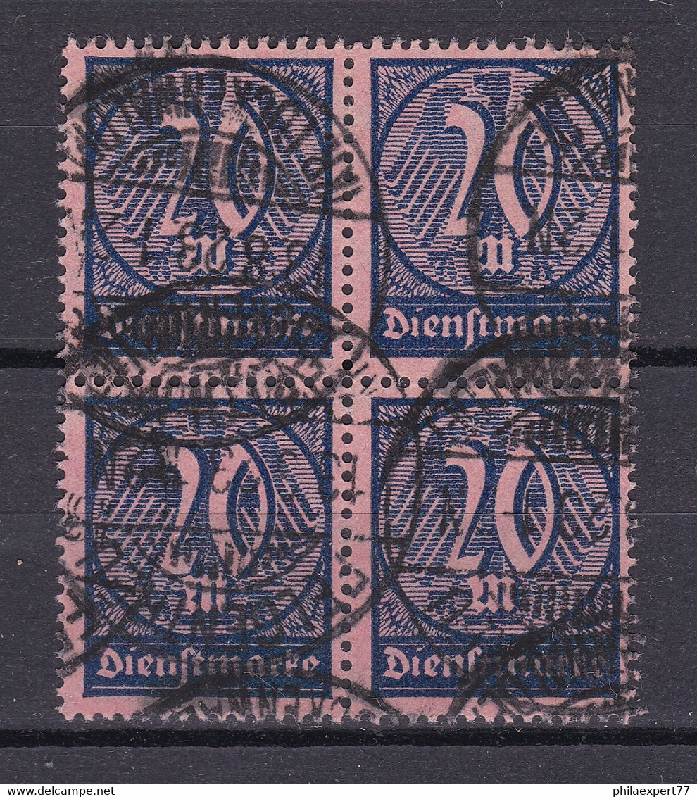 Deutsches Reich - Dienstmarken - Michel Nr. 72 Viererblock - INFLA Geprüft - Gestempelt - Andere & Zonder Classificatie