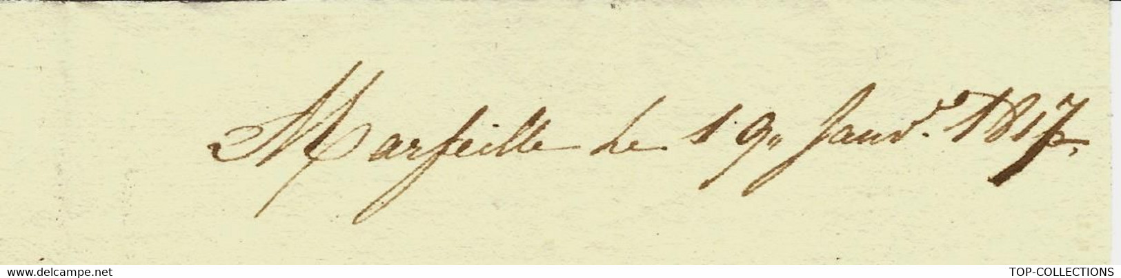JUDAICA MARSEILLE 1817 LETTRE  Emmanuel Isaac Foa Négociant  Banquier à Elisée Raba Négociant  Bordeaux B.E.VOIR SCANS - Manuscripts