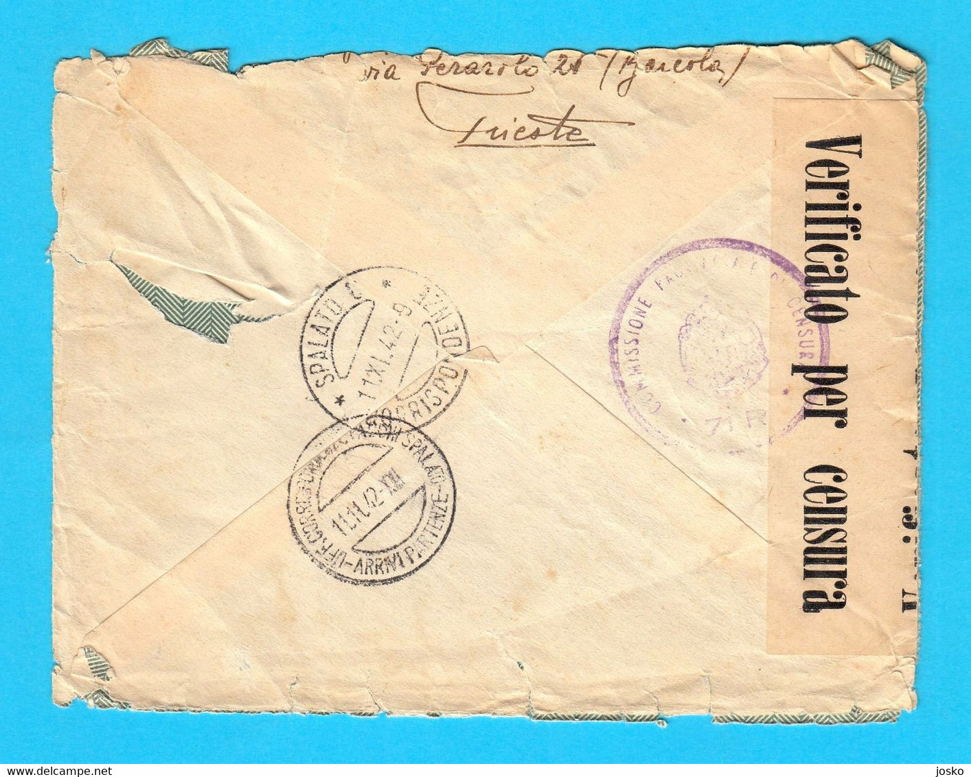WW2 ... TRIESTE - BARCOLA - Registered Letter (Posta Raccomandata) 1942 Travelled To Spalato - Dalmazia CENSURA CENSURE - Kroatische Bez.: Sebenico & Spalato