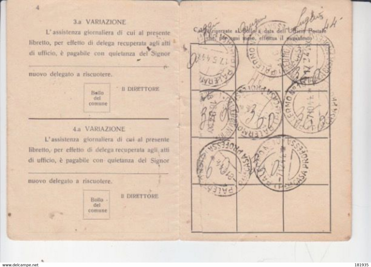 Amgot Libretto Assistenza 1944- Italy Italia - Anglo-american Occ.: Naples