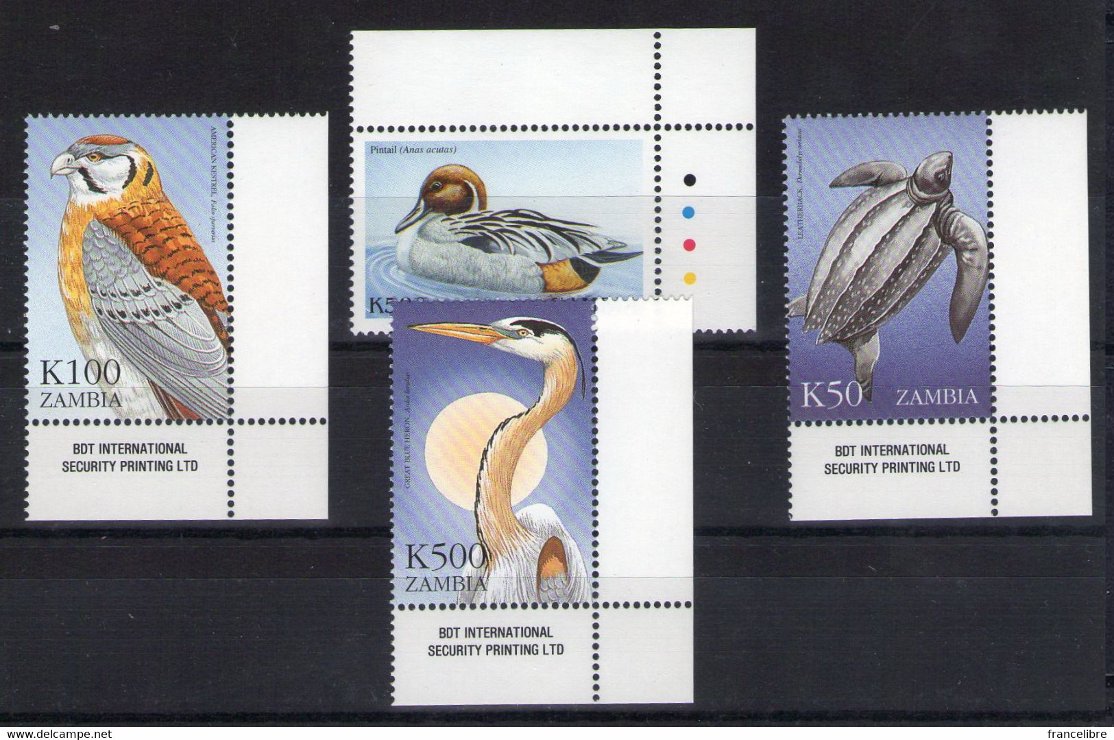 Zambia, Flora & Fauna Set (Birds,Buterflies,Fish,Turtiles... 1999, As Per Scan, Mint Never Hinged.