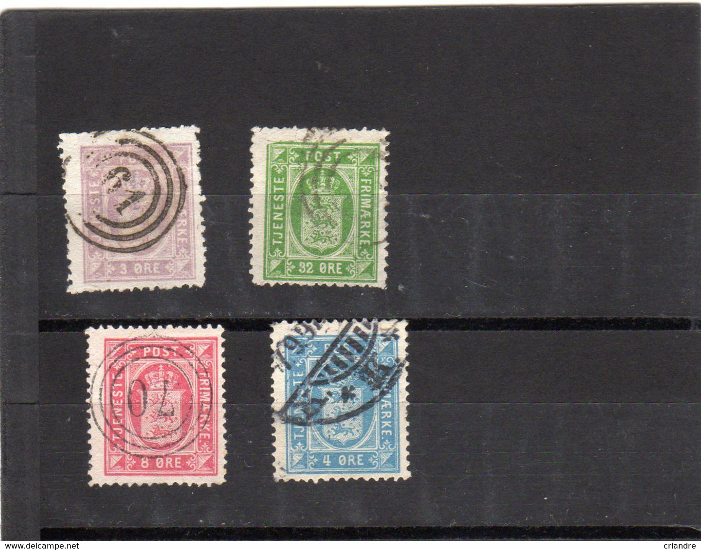 Danemark: Service  Lot De 4 Valeurs N°5b,6b,8b,10b Oblitérés Année (1875-1902) - Service