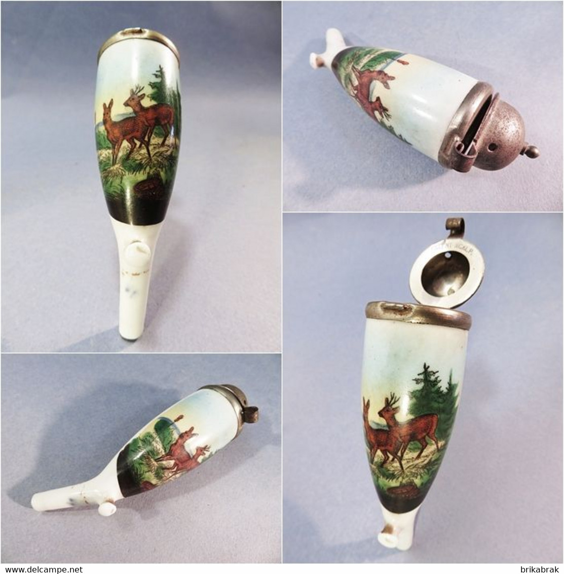 + TÊTE FOURNEAU DE PIPE DE CHASSEUR EN FAÏENCE+ Tabac Fumeur Cerf Biche - Porcelain Pipes