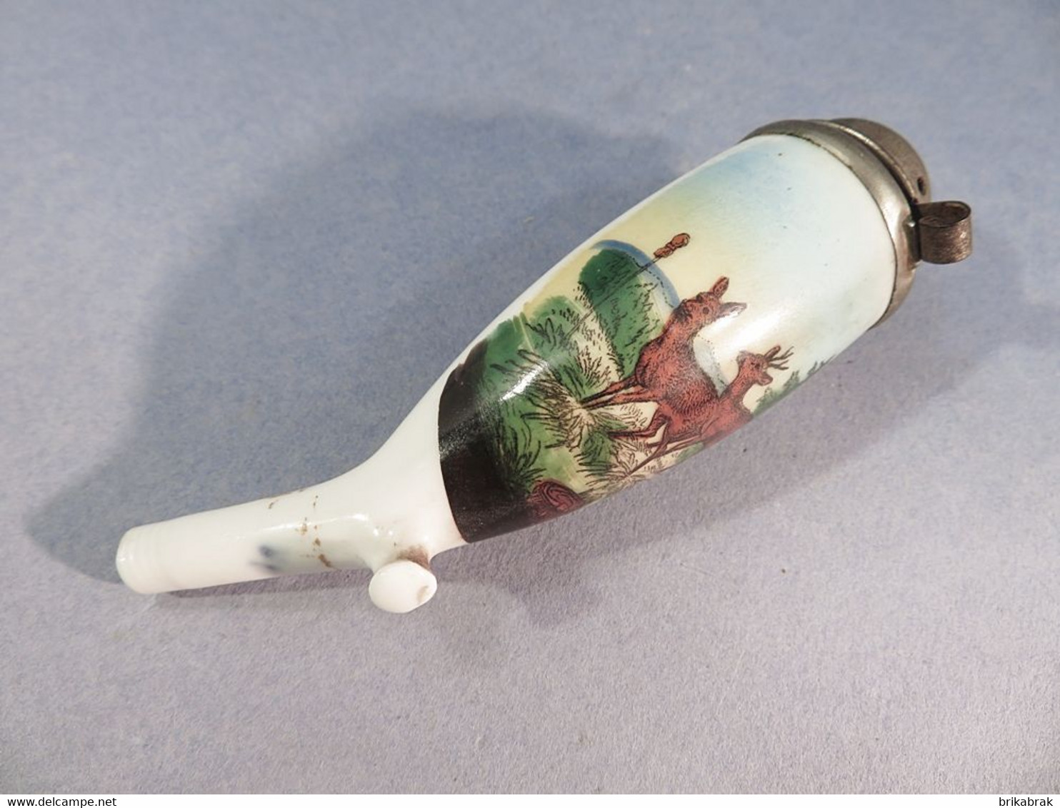 + TÊTE FOURNEAU DE PIPE DE CHASSEUR EN FAÏENCE+ Tabac Fumeur Cerf Biche - Pipes En Terre Et Porcelaine