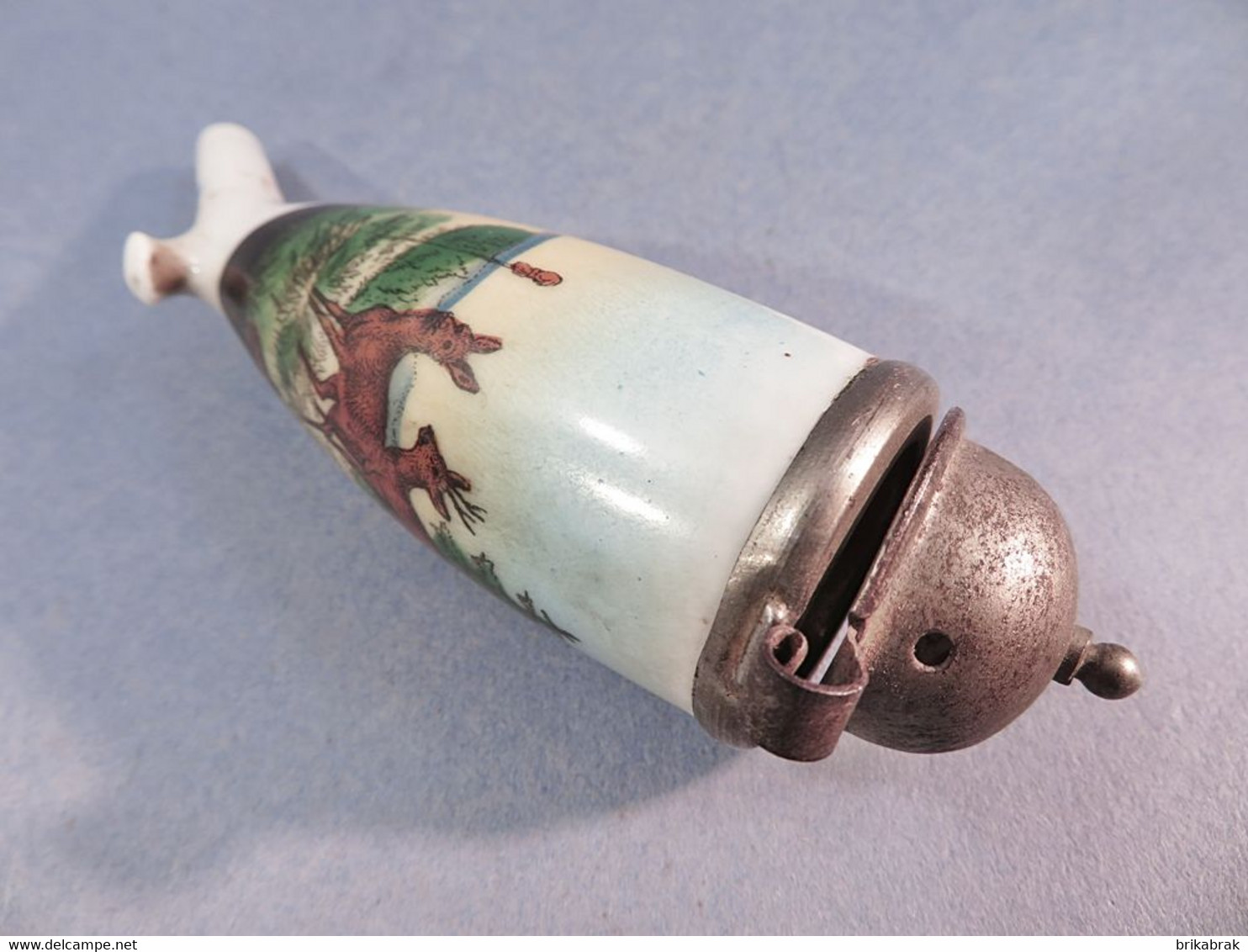 + TÊTE FOURNEAU DE PIPE DE CHASSEUR EN FAÏENCE+ Tabac Fumeur Cerf Biche - Pipes En Terre Et Porcelaine