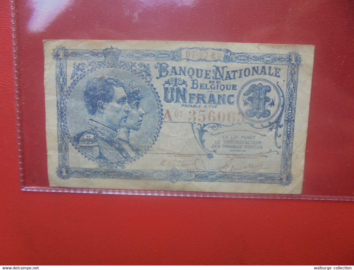 BELGIQUE 1 Franc 1-5-1920 Circuler (B.18) - 1 Franco