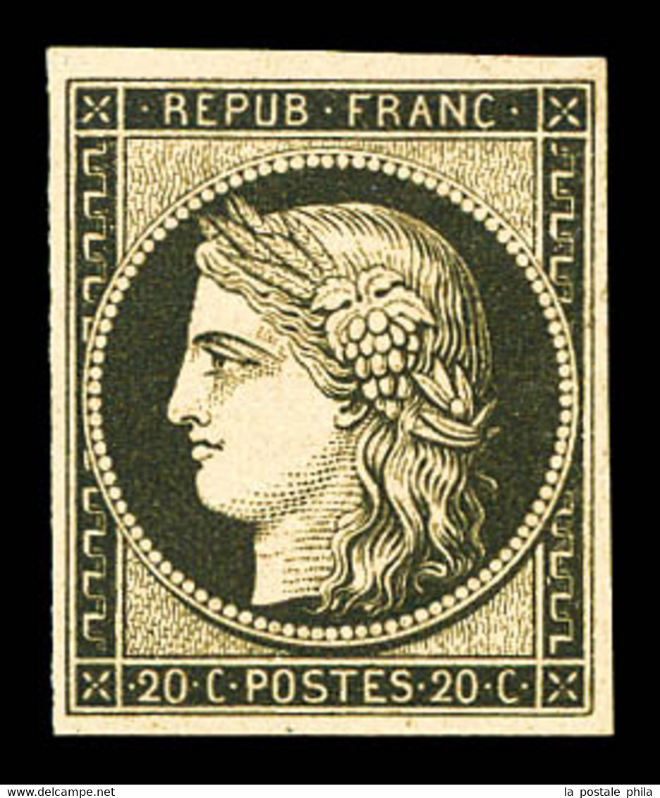 ** N°3f, 20c Noir Sur Jaune Impression De 1862, Fraîcheur Postale, SUP (certificat)  Qualité: ** - 1849-1850 Cérès