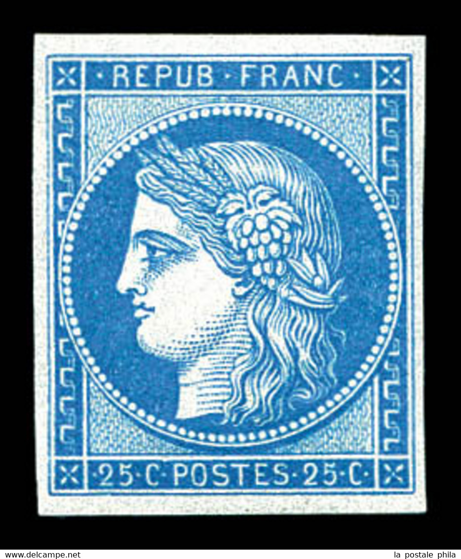 ** N°4d, 25c Bleu, Impression De 1862, Fraîcheur Postale. SUP (certificat)  Qualité: ** - 1849-1850 Ceres