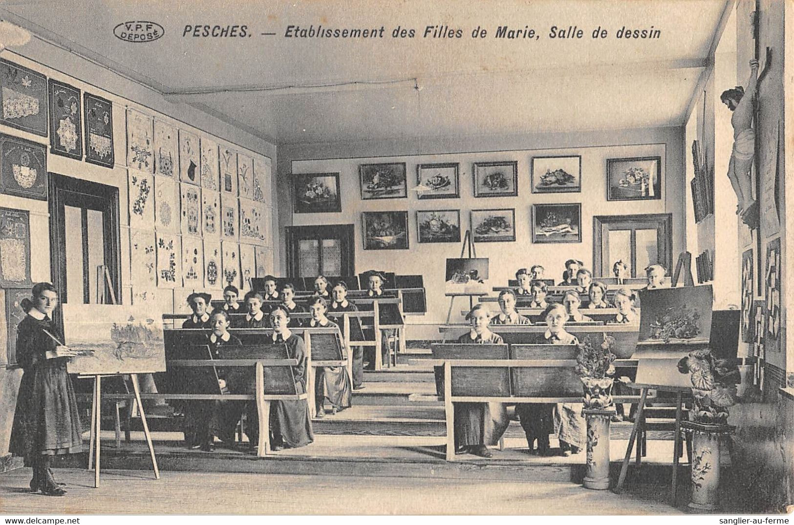 CPA BELGIQUE PESCHES ETABLISSEMENT DES FILLES DE MARIE SALLE DE DESSIN - Andere & Zonder Classificatie