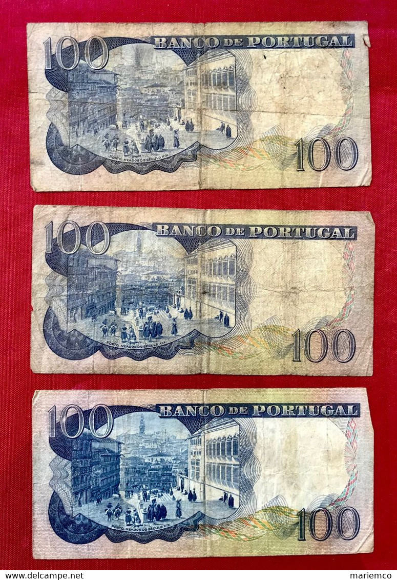 3 Billets CEM ESCUDOS - 100 Escudos Portugal - 1965 - Otros – América