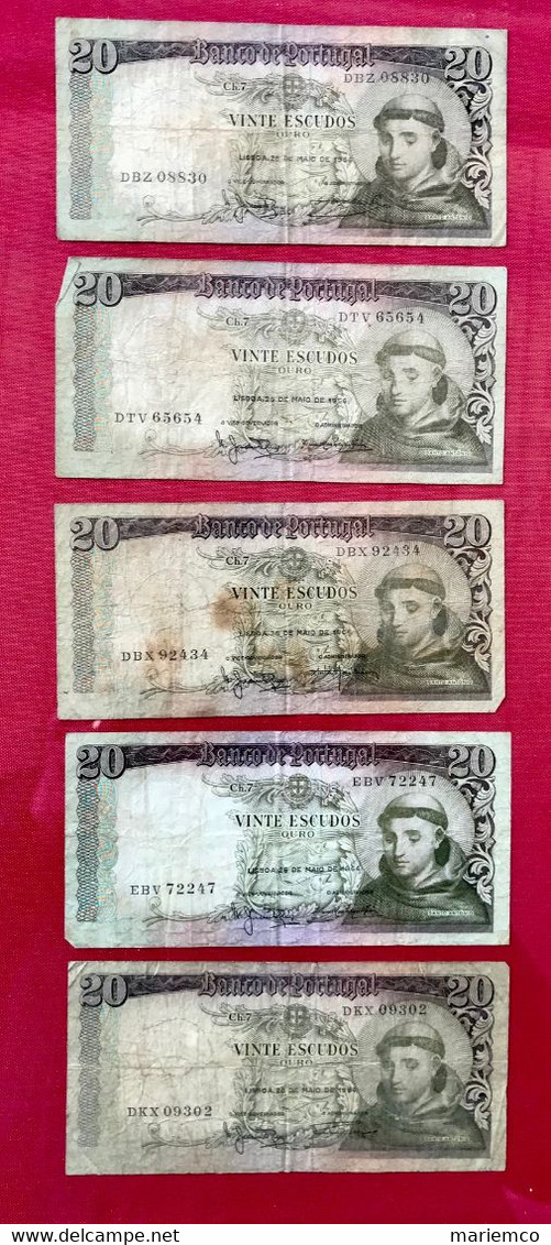 PORTUGAL 6 BILLETS VINTE ESCUDOS  1964 - 20 ESCUDOS PORTUGAL Et 50 Escudos 1964 Offert. - Autres - Amérique