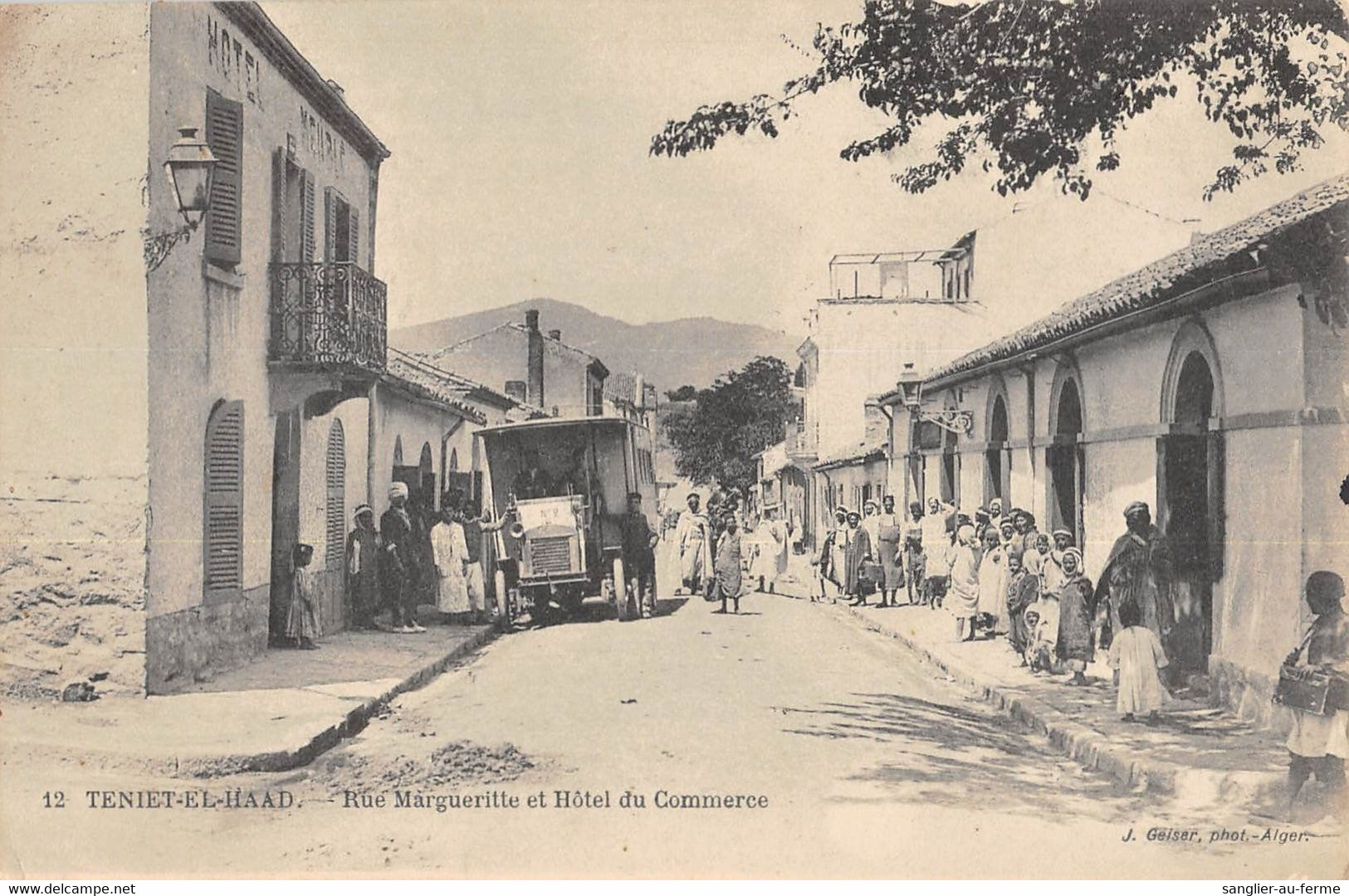 CPA ALGERIE TENIET EL HAAD RUE MARGUERITTE ET HOTEL DU COMMERCE - Sonstige & Ohne Zuordnung