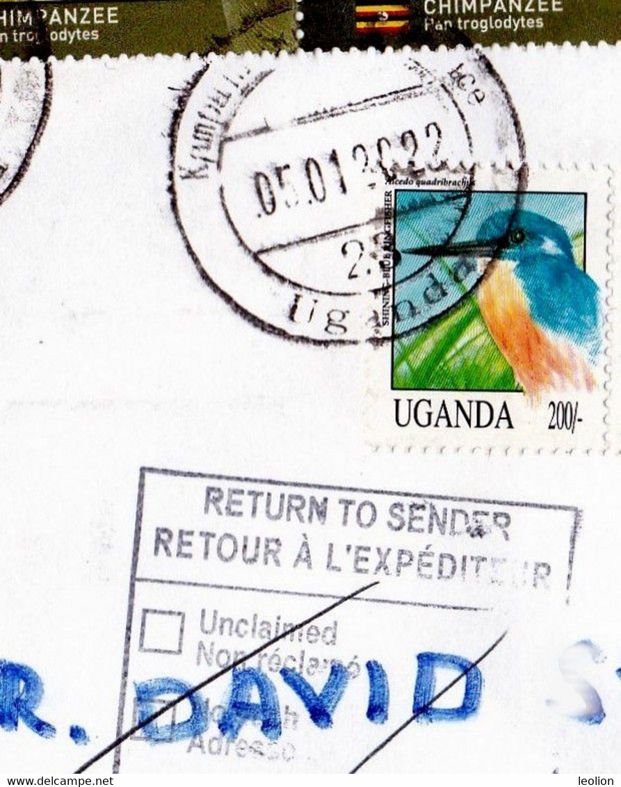 UGANDA 2022 Cover Sent To Canada With 2017 Primates Stamps ; Returned To Sender OUGANDA - Ouganda (1962-...)