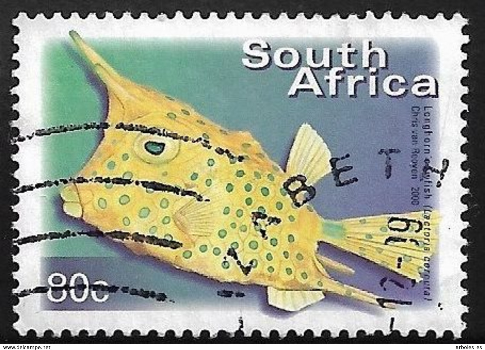 SUDAFRICA - PECES - AÑO 2000 - Nº  CATALOGO  YVERT 1127L - USADO - Oblitérés