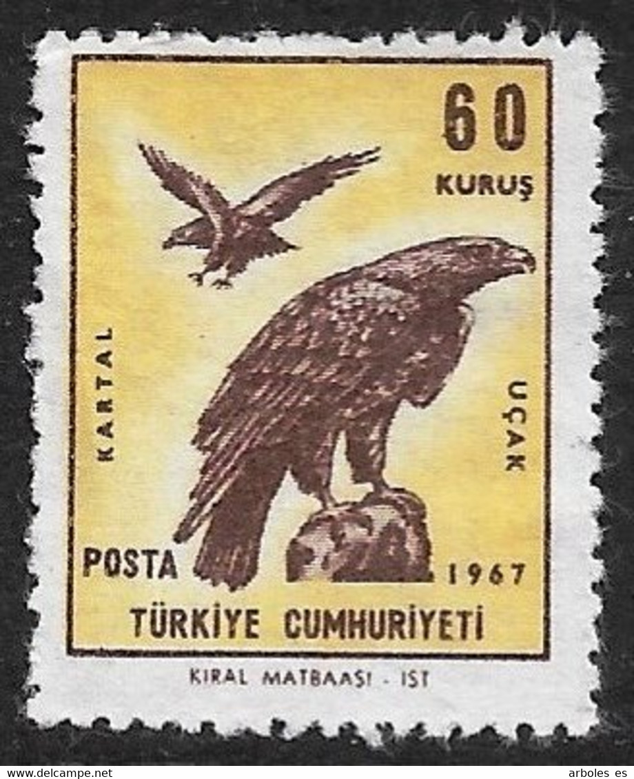 TURQUIA - PAJAROS - AÑO 1967 - Nº  CATALOGO  YVERT 0048  AEREO - USADO - Luchtpost