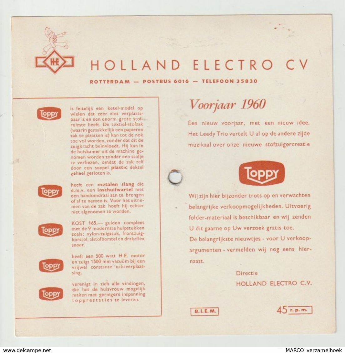 Flexible Single HOLLAND ELECTRO C.V. Rotterdam (NL) 1960 - Literature & Schemes