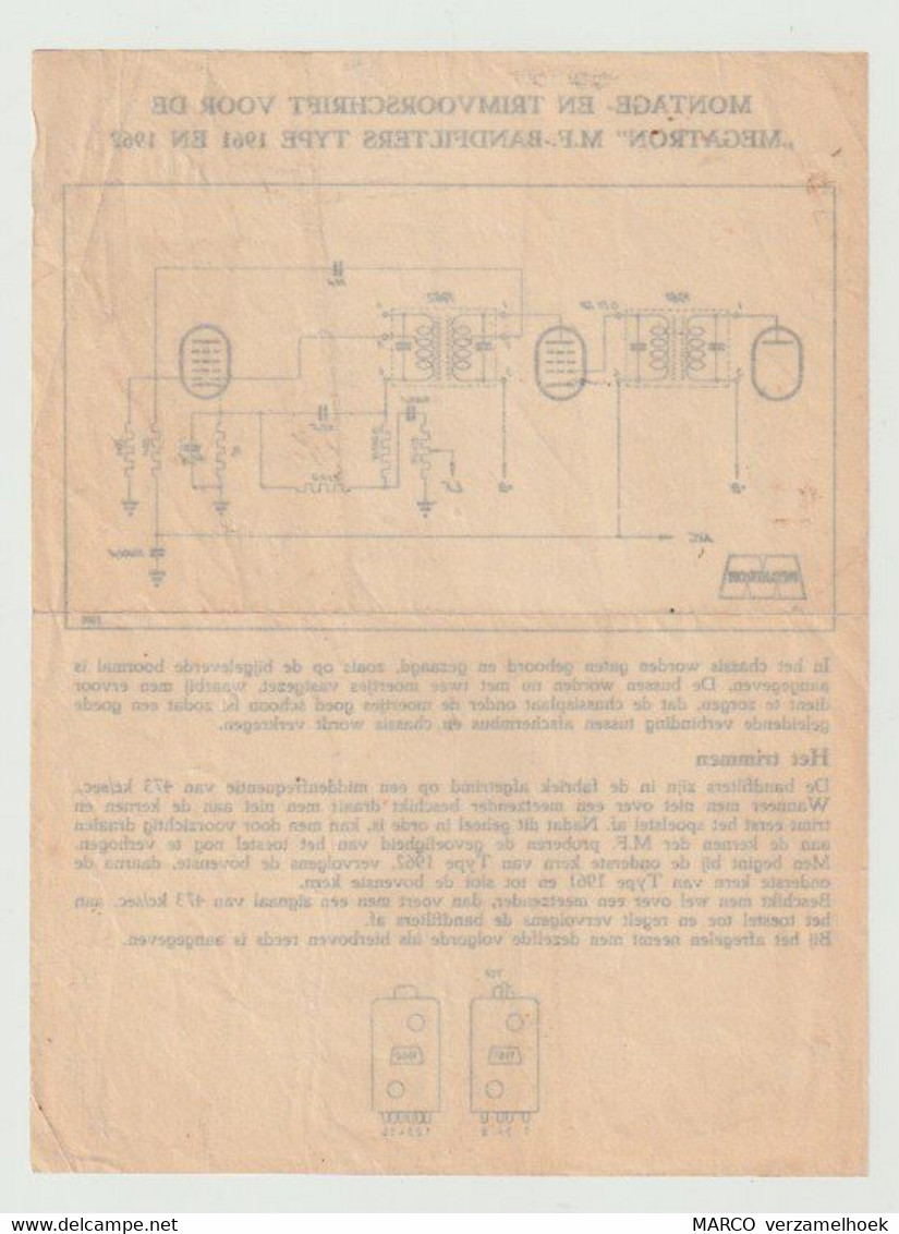 Brochure-leaflet Megatron Hilversum (NL) MF Bandfilters Type 1961-1962 - Libros Y Esbozos