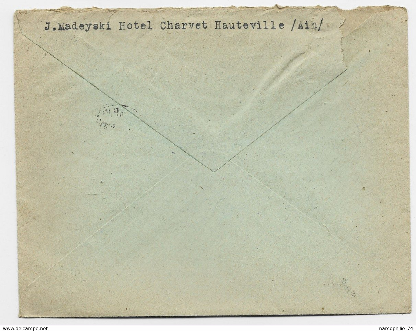 FRANCE LETTRE FM HAUTEVILLE LOMPNES AIN 194? + CROIX ROUGE POLONAISE POLAND - Rotes Kreuz