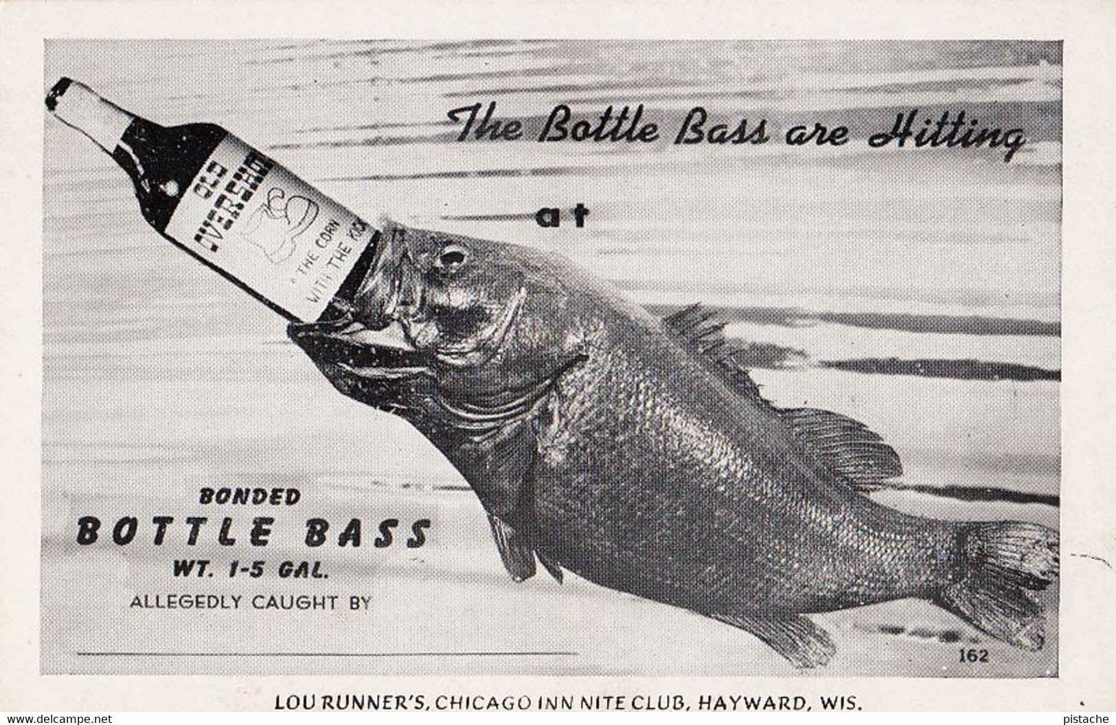 1127 – Humor Humour Comic – Drinking Alcohol - Fish – Bonded Bottle Bass – VG Condition - Humor