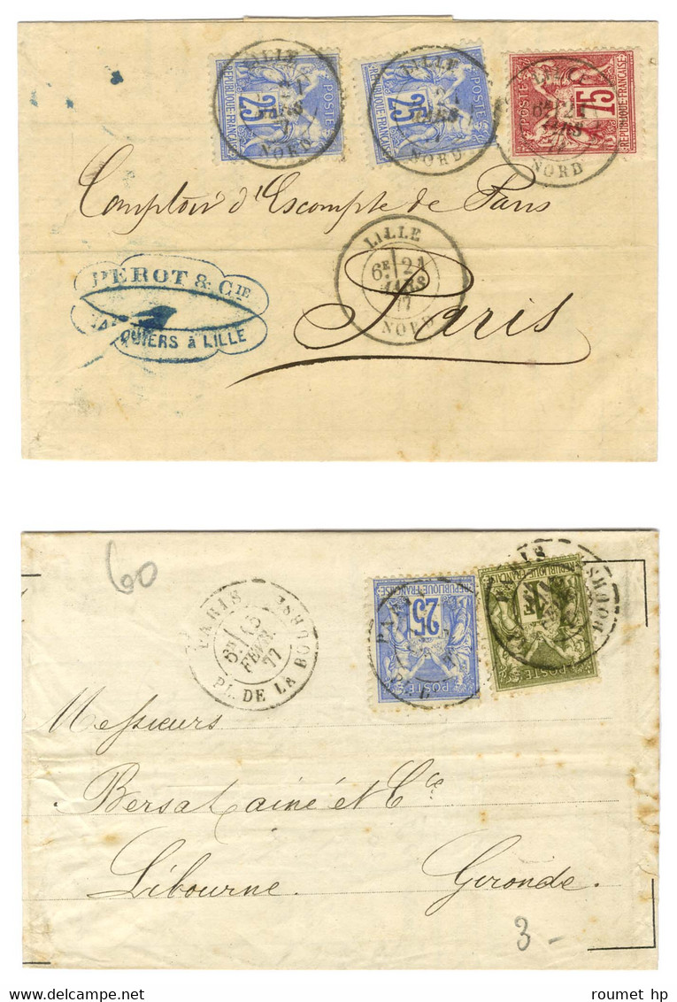 Lot De 2 Lettres Au Tarif 4 Ports Du 1er Janvier 1876. - TB. - 1876-1878 Sage (Tipo I)