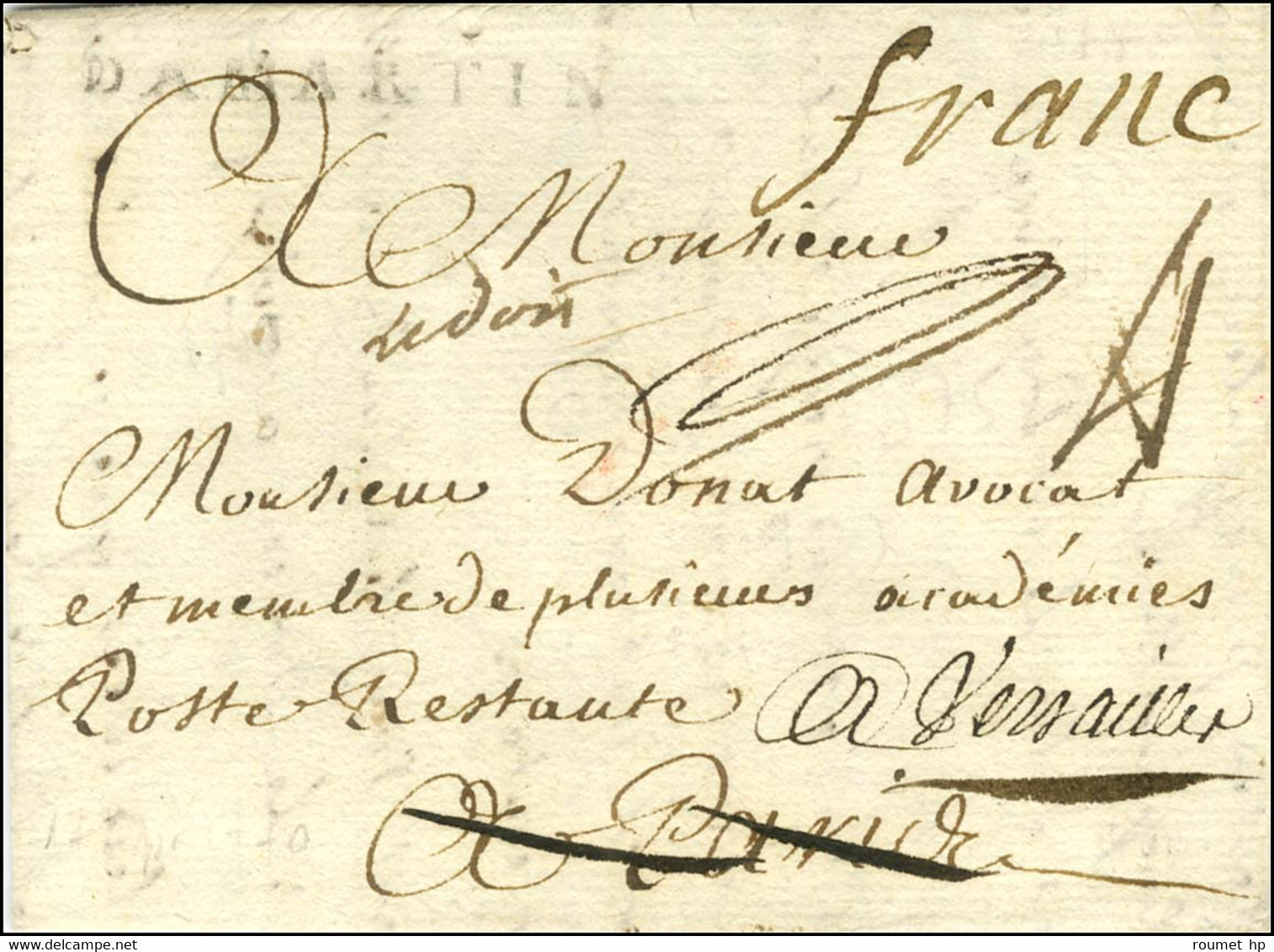 DAMARTIN (L N° 1) + '' Franc '' (L N° 4). 1770. - TB. - 1701-1800: Precursors XVIII