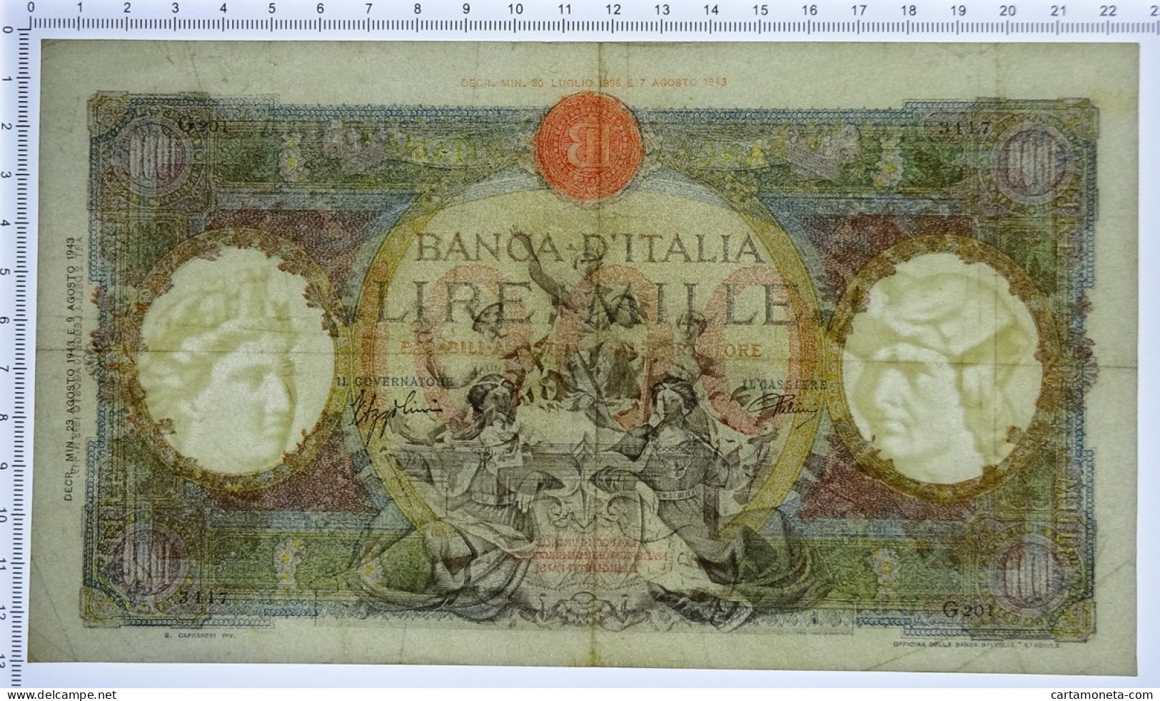 1000 LIRE CAPRANESI REPUBBLICHE MARINARE RETRO BI 23/08/1943 BB/SPL - Regno D'Italia – Autres