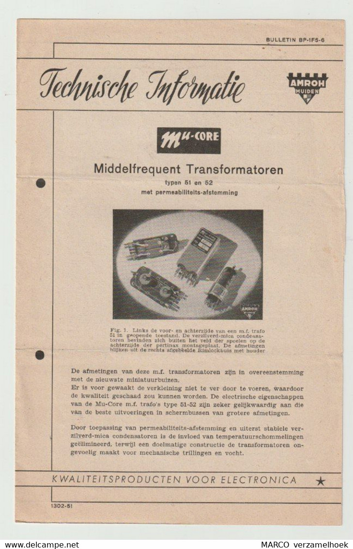 Brochure-leaflet AMROH Radio Onderdelen Muiden (NL) - Literatuur & Schema's