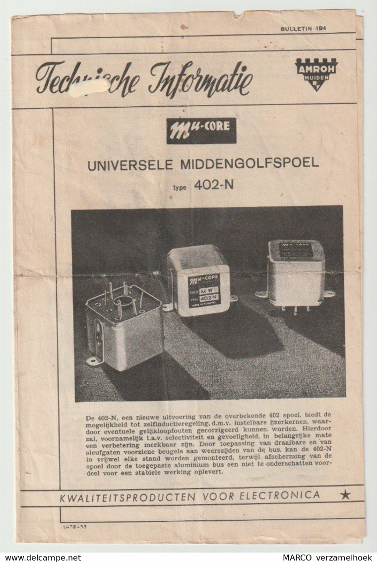 Brochure-leaflet AMROH Radio Onderdelen Muiden (NL) - Literature & Schemes