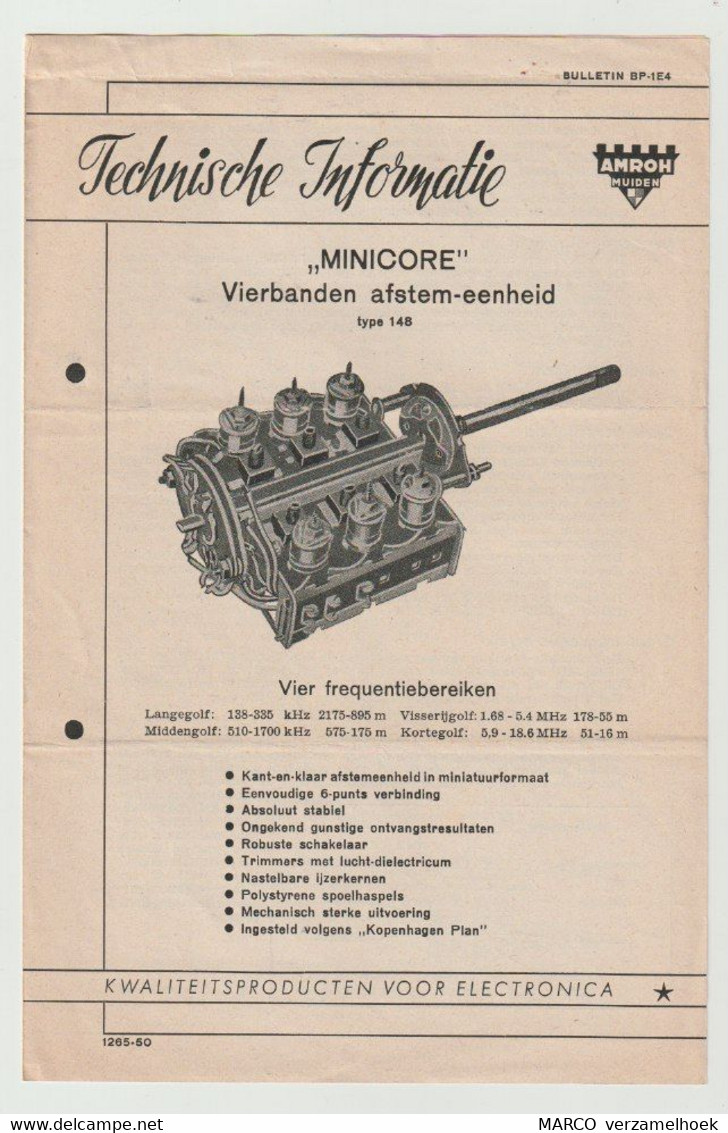 Brochure-leaflet AMROH Radio Onderdelen Muiden (NL) - Littérature & Schémas