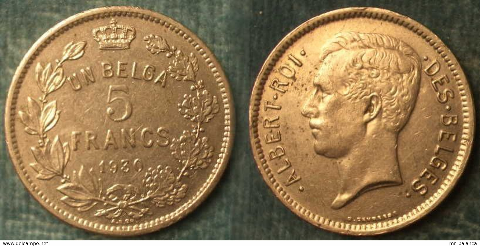 M_p> Belgio 5 Francs 1930 - 5 Frank & 1 Belga