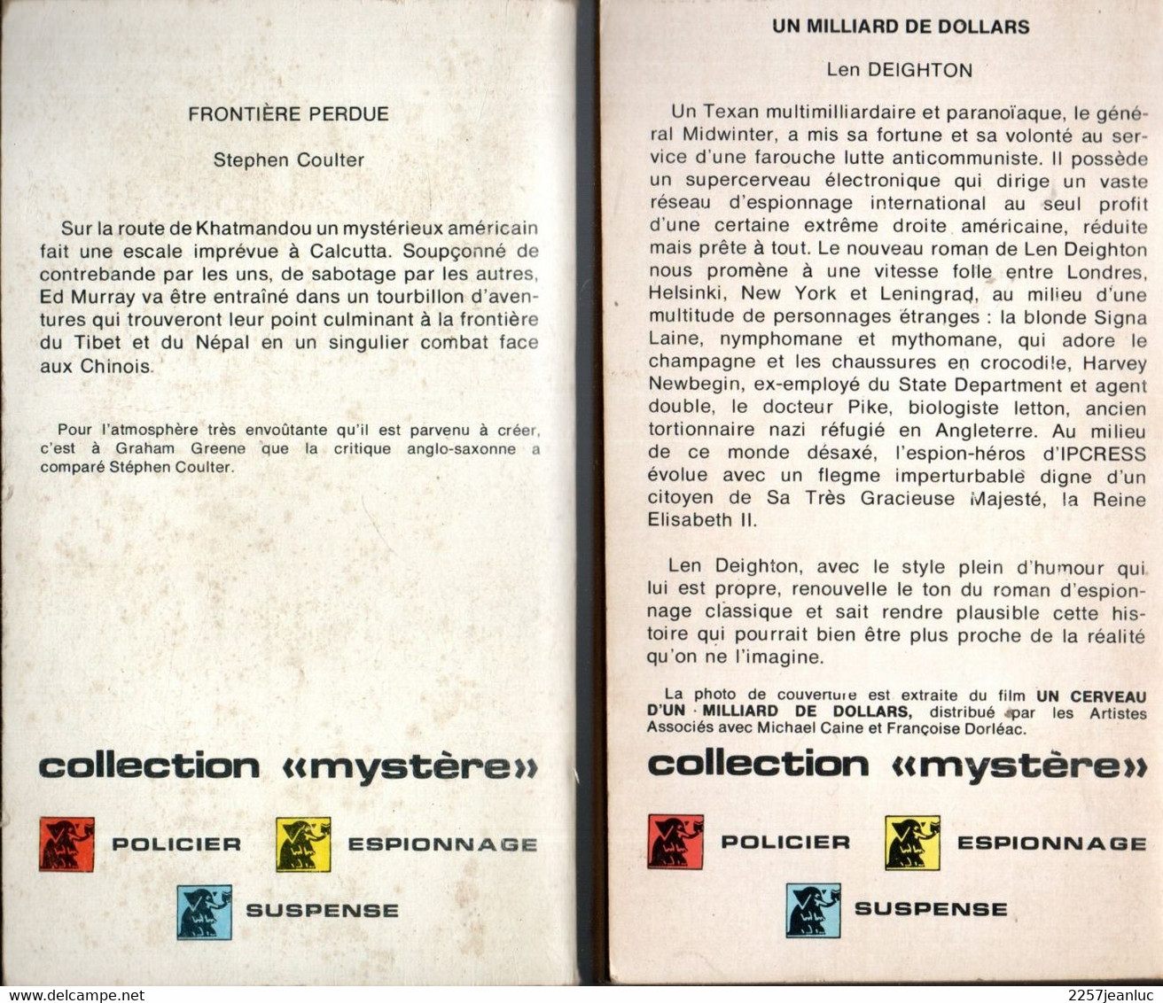 Lot 2 Romans Espionnage  De 1969 * La Frontière Perdue & Un Milliard De Dollars  N: 16 & 21 - Presses De La Cité