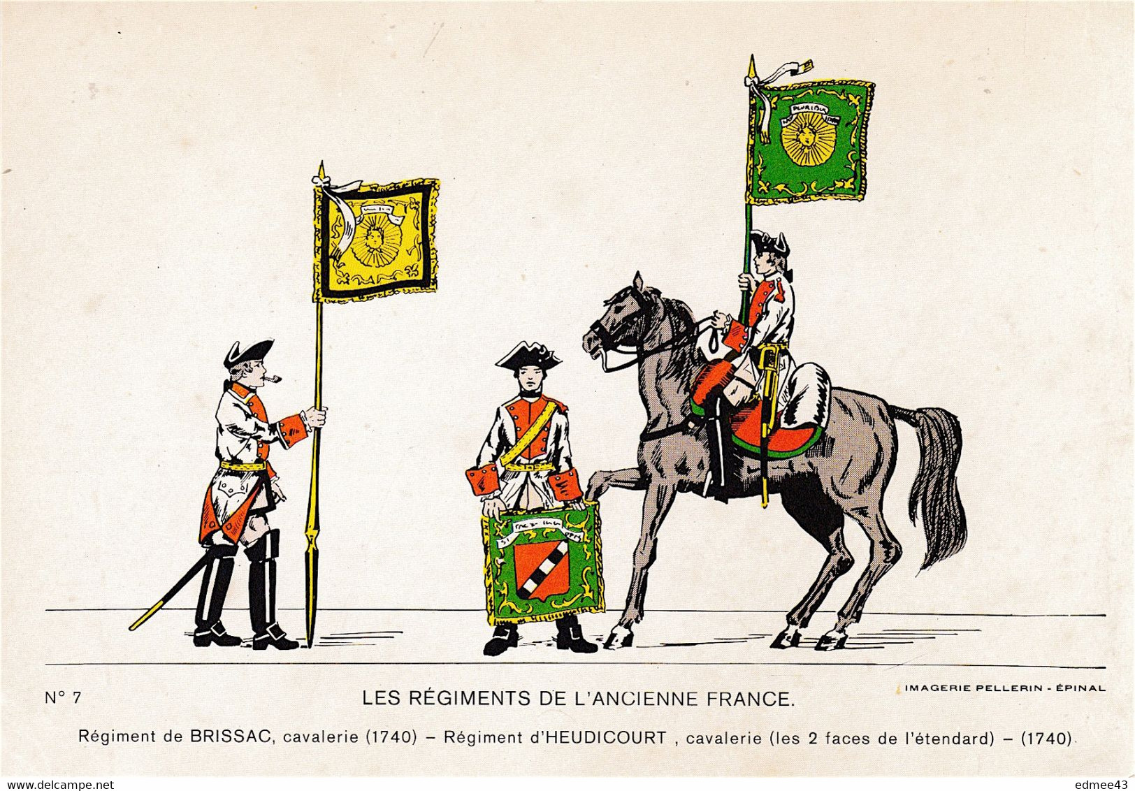 Jolie CP Série éditée En 1978 Imagerie Pellerin N°7 Régiments De L'Ancienne France, 18e Siècle - Drapeaux