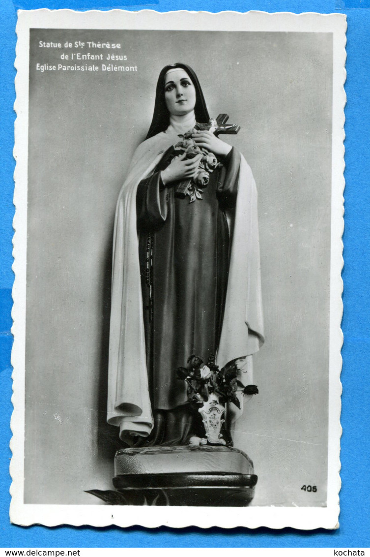 JUL240, Délémont, Statue De Ste Thérèse De L'Enfant Jésus, Eglise Paroissiale, 405, Perrochet Phototypie, Circulée 1954 - Delémont