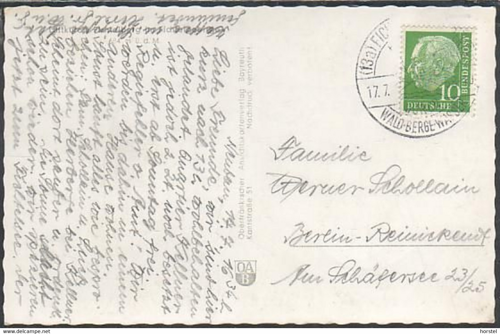 D-95686 Fichtelberg - Alte Ansicht - 50er Jahre Stamp - Marktredwitz