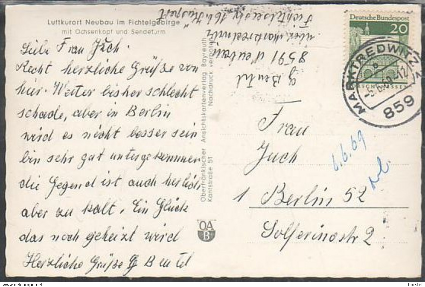 D-95686 Fichtelberg - Neubau - Alte Ortsansicht Mit Kirche Und Ochsenkopf (60er Jahre) - Sendeturm - Nice Stamp - Marktredwitz