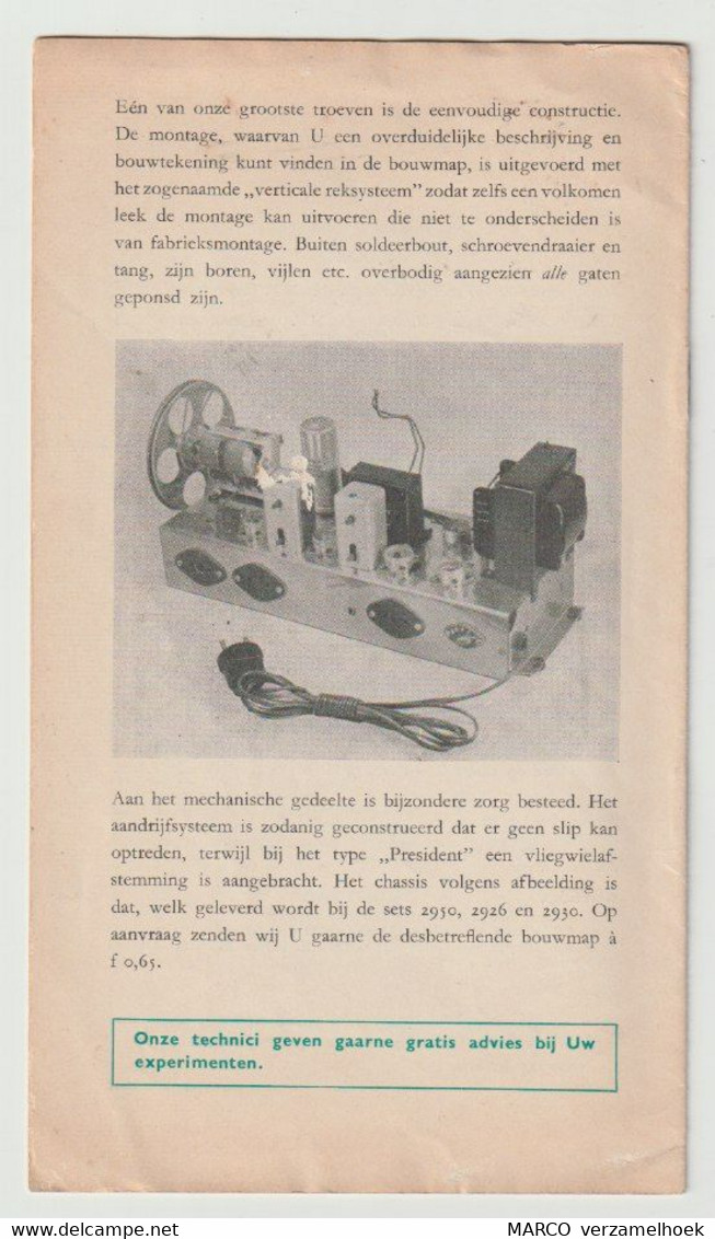 Brochure-leaflet ELNORA Radio Technisch Bureau Kranenburg Gouda (NL) 1952-1953 - Literature & Schemes