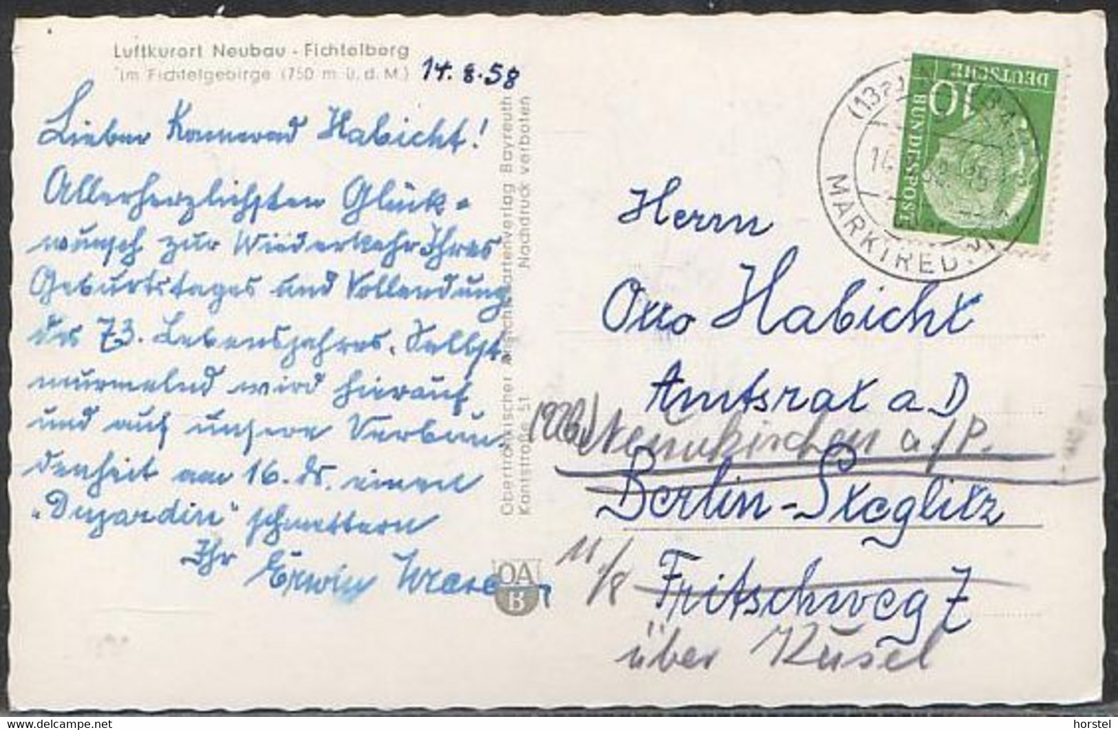 D-95686 Fichtelberg - Neubau - Alte Ansicht  (50er Jahre) Stamp - Marktredwitz