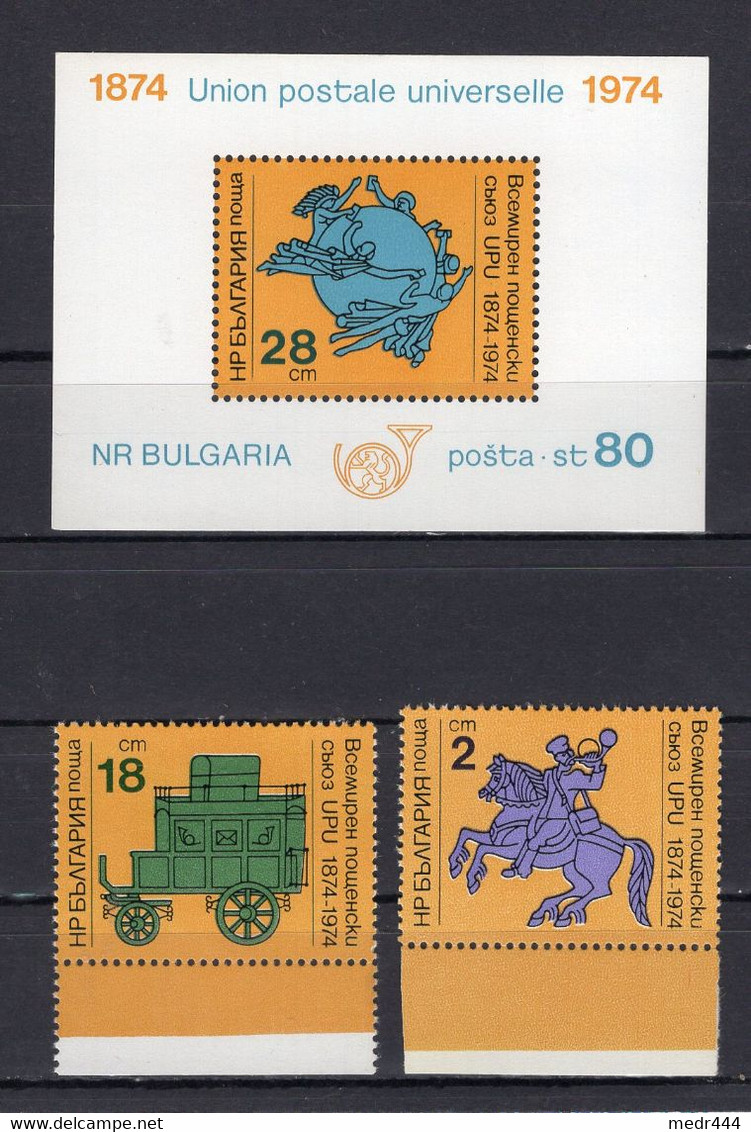 Bulgaria 1974 - The Centenary Of UPU "1874 - 1974" - Souvenir Minisheet + 2 Stamps - MNH** - Superb*** - Brieven En Documenten
