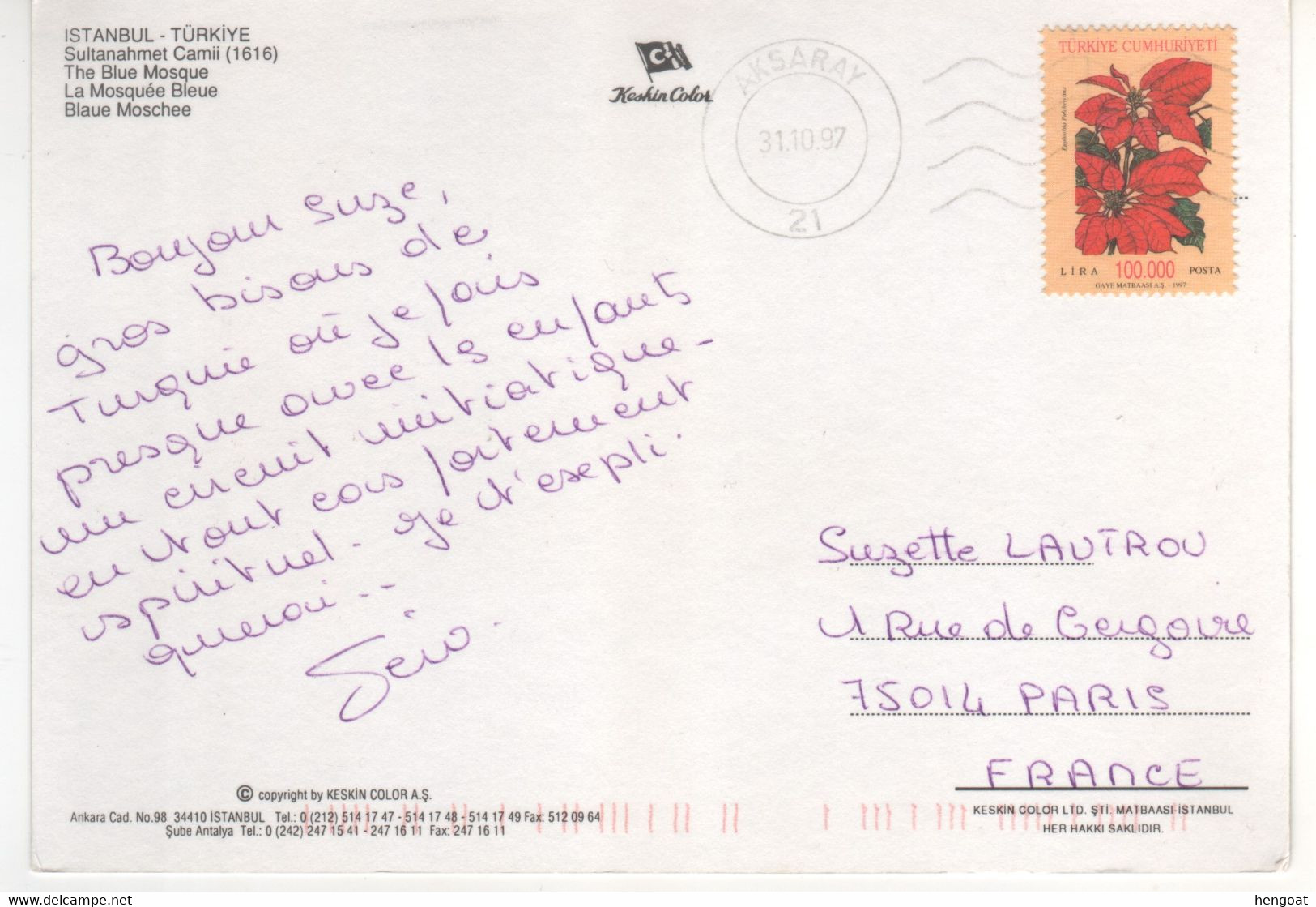 Timbre , Stamp Fleur " Euphorbia " Sur Cp , Carte , Postcard Du 31/10/97 - Briefe U. Dokumente