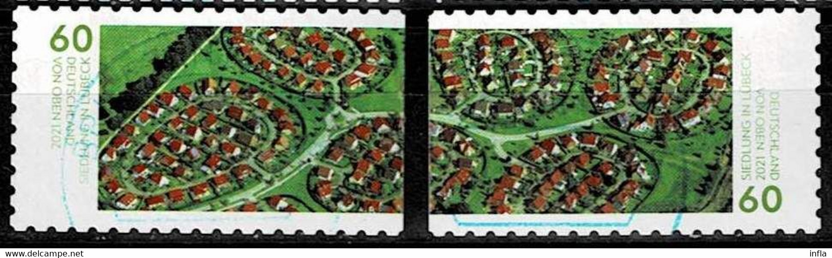 Bund 2021,Michel# 3583 O  Deutschland Von Oben: Siedlung In Lübeck, Selbstklebend - Used Stamps